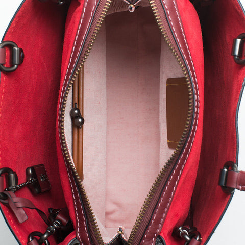 Coach Rogue Prairie Rivets Tote Bag Dark Red Oxblood Shoulder Handbag Purse NEW