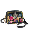 Mary Frances Love Is Love Crossbody Handbag Black Floral Butterfly Bag New