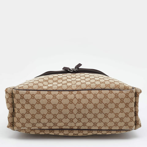 Gucci GG Supreme Canvas Diaper Bag Brown Beige Handbag Baby Changing Pad Italy NEW