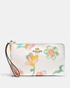 Coach Large Corner Zip Wristlet Dreamy Land Floral Handbag White Pink Bag NEW