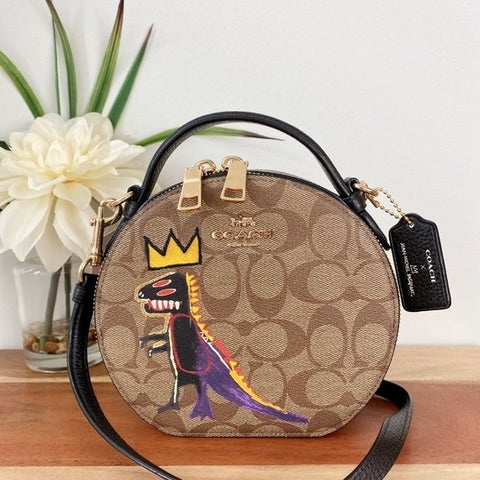 Coach Jean Michel Basquiat Signature Canteen Canvas Handbag Bag Brown Purse NEW