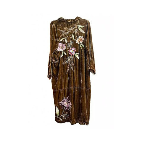 Johnny Was Meriah Velvet Duster Coat Long Floral Embroidery Jacket Black Top NEW
