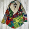 Johnny Was Peace Love Cozy Sherpa Pullover Hoodie Pocket Jacket Black Floral NEW