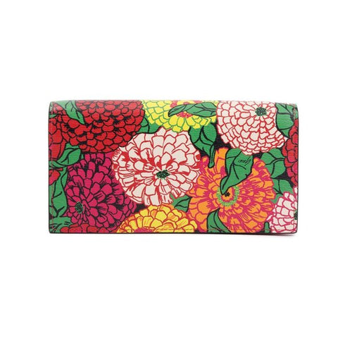 Gucci x Ken Scott Horsebit 1955 Wallet Leather Floral Gold Pink Italy Purse NEW