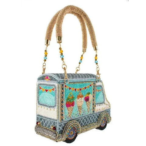 Mary Frances Here's the Scoop Beaded Ice Cream Truck Handbag Blue Bag Purse NEW
