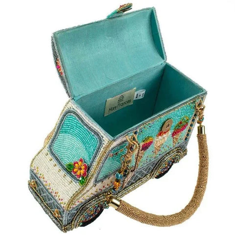 Mary Frances Here's the Scoop Beaded Ice Cream Truck Handbag Blue Bag Purse NEW
