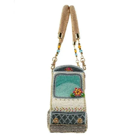 Mary Frances Here's the Scoop Beaded Ice Cream Truck Handbag Blue Bag Purse NEW
