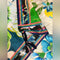 Johnny Was Jenn Scarf Flowers Silk Square Large Floral Beige Blue Tassels NEW