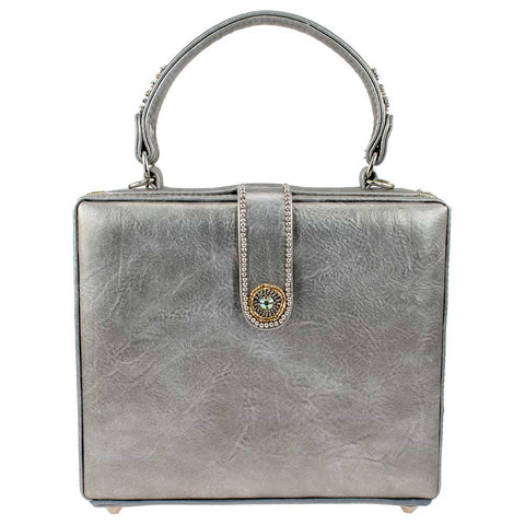 Mary Frances Make It Pop Top Handle Handbag Party Drink Silver Bag New
