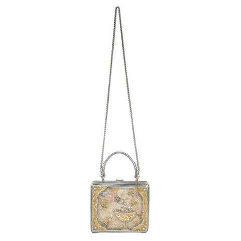 Mary Frances Make It Pop Top Handle Handbag Party Drink Silver Bag New
