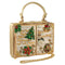 Mary Frances Christmas Carols Holidays Beaded Snowman Book Handbag Bag Gold New