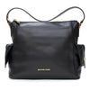 Michael Kors Marly Large Leather Shoulder Handbag Black Bag Hobo Gold Purse New