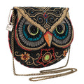 Mary Frances Night Owl Crossbody Handbag Beaded Clutch Bird Black Bag New