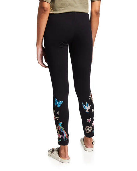 Johnny Was Flower Adara Legging Embroidery Leggings Floral Black Pant XXL NEW