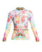 Johnny Was Swim Long Sleeve Japer Surf Shirt Ocean Rash Guard Top Red Floral Blue L NEW