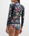 Johnny Was Butterfly Surf Shirt Swimwear Zipper Long Floral Black Rash Guard NEW