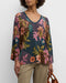 Johnny Was Delfino V Neck Kimono Sleeve Tee Flowers Blue Top Floral Shirt New