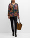 Johnny Was Plus Delfino V Neck Kimono Sleeve Tee Floral Blue Top Shirt Flower New