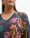 Johnny Was Plus Delfino V Neck Kimono Sleeve Tee Floral Blue Top Shirt Flower New