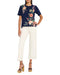 Johnny Was Ishani Navy Blue Night Tee Short Floral Embroidered Cotton Shirt Top NEW