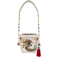 Mary Frances Noble Dragon Top Handle Handbag Beaded Clutch White Bag New