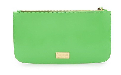 Moschino Cheap & Chic Italy Dino Green Patent Leather Monster Clutch Bag Zip New