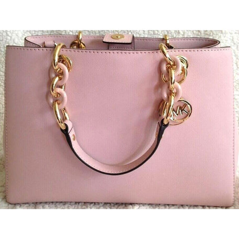 Michael Kors Cynthia Satchel Medium Handbag Pale Pink Shoulder Bag Purse New