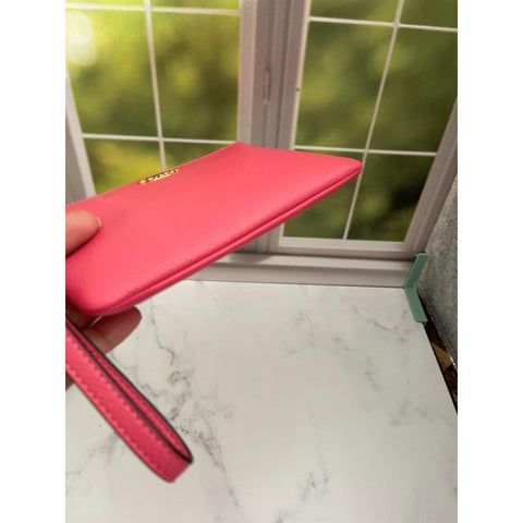 Coach Wristlet Small Wallet Pebbled Leather Zip Handbag Watermelon Pink Bag NEW
