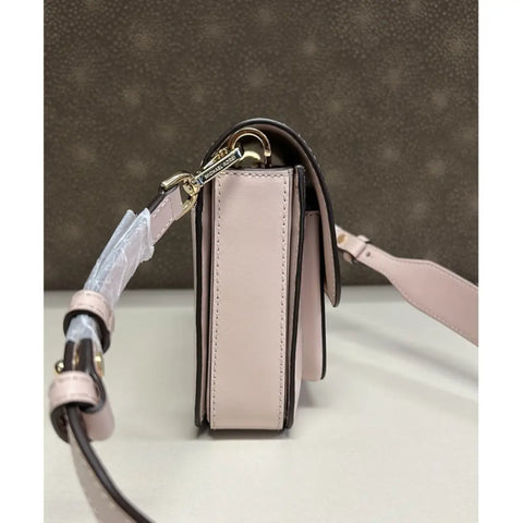 Michael Kors Sloan Large Shoulder Bag Leather Handbag Purse Ballet Pink Gold NEW