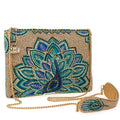 Mary Frances Royal Plume Crossbody Handbag Beaded Clutch Bird Golden Bag New