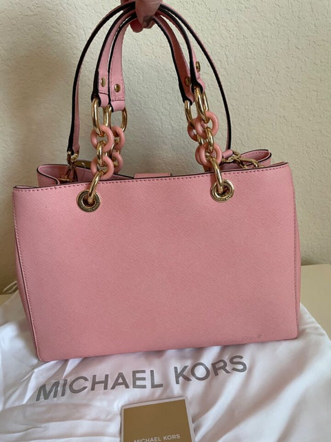 Michael Kors Cynthia Satchel Medium Handbag Pale Pink Shoulder Bag Purse New
