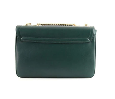Gucci Rajah Chain Shoulder Bag Leather Medium Gold Dark Green Handbag Vitello NEW