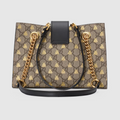 Gucci Bee Padlock Shoulder Bag Beige Ebony Small GG Supreme Leather Handbag New