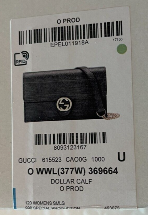 Gucci GG Black Crossbody Handbag Calf Leather Gold Chain Purse Bag Italy NEW