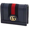 Gucci Ophidia Blue Card Case GG Foldover Snap Wallet Italy Leather New