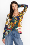 Johnny Was Kimbra Favorite Long Sleeve Shirt V Neck Swing Tee Floral Top NEW
