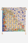 Johnny Was Blu Scarf Flowers Silk Square Large Floral Blue Scarves Tassels New