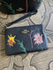 Coach X Jean Michel Basquiat Corner Zip Wristlet Black Leather Flower Bag NEW