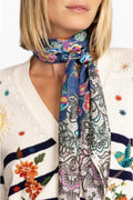 Johnny Was Peppermint Scarf Flowers Silk Square Large Floral Blue Scarves New