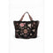 Johnny Was Joanna Velvet Embroidery Flowers Black Shoulder Tote Bag Handbag NEW