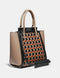COACH Troupe Tote Weaving Bag Leather Woven Black Pewter Brown Handbag New