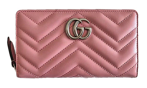 Gucci Chevron Violet Roseate Wallet Rose Pink GG Leather Italy Box New
