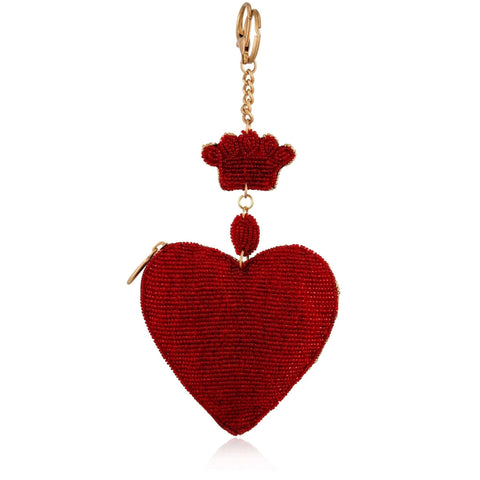 Mary Frances High Court Coin Purse Mini Beaded Zip Heart Red Gold Love Bag NEW