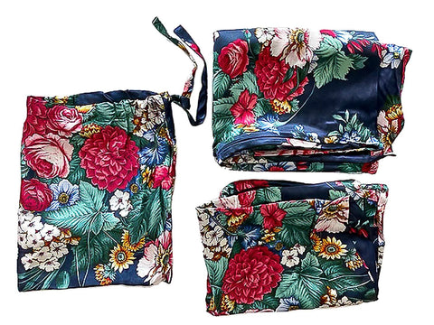 Johnny Was Decklyn Pillow Case Silk Flower Zipper Navy Blue Pink Home 2 pc NEW