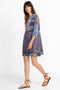 Johnny Was Vember Burnout Gweneth Dress Flowers Velvet Floral Blue New