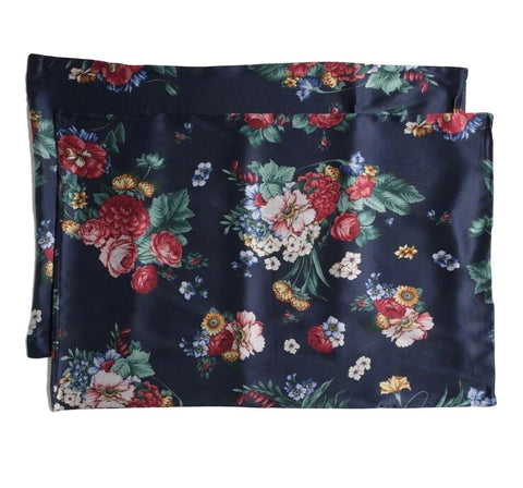 Johnny Was Decklyn Pillow Case Silk Flower Zipper Navy Blue Pink Home 2 pc NEW