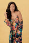 Johnny Was Camella Robe Lingerie Black Flower Home Lounge Floral Sleep Robe NEW