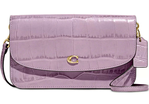 Coach Embossed Croc Hayden Crossbody Leather Handbag Bag Ice Purple Purse NEW