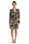 Johnny Was Camella Robe Lingerie Black Flower Home Lounge Floral Sleep Robe NEW
