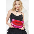 Mary Frances Smooch Crossbody Clutch Handbag Red Lips Beaded Pink Bag New